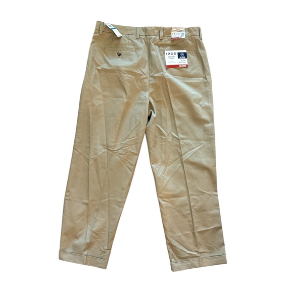 Izod Madison Chino Double Pleat 36x29 Classic Fit Khaki New With Tag - Picture 2 of 2